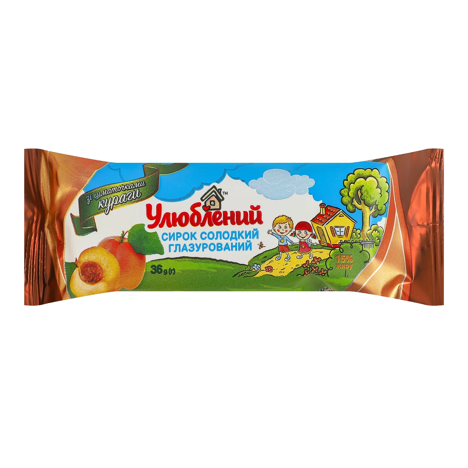 Сирок глазурований Улюблений солодкий зі шматочками кураги 15% 36г Фото №:1