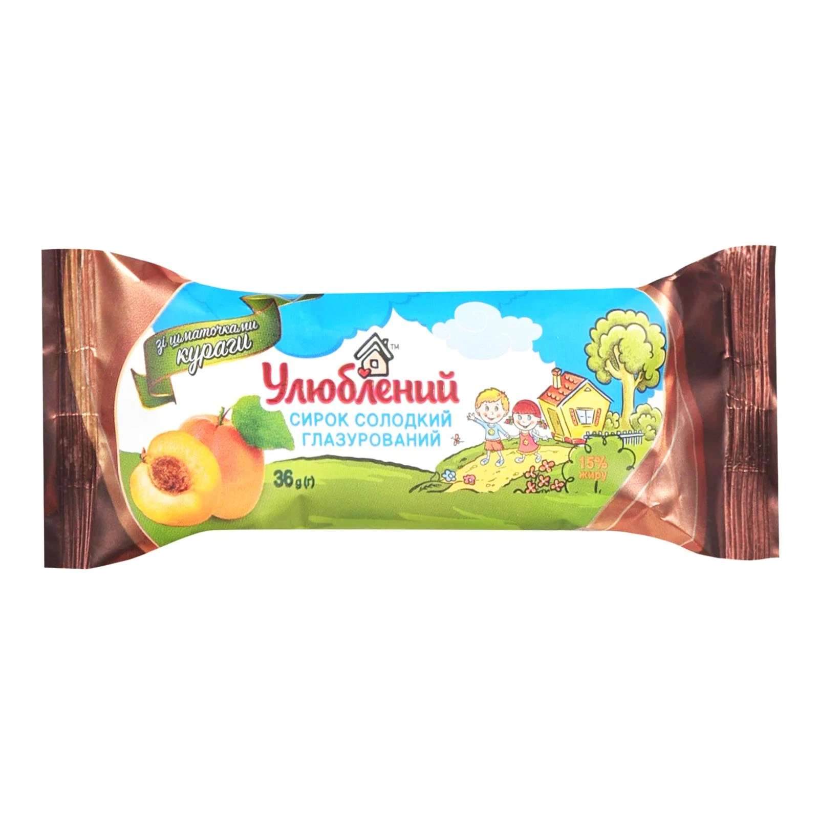 Сирок Улюблений глазурований зі шматочками кураги 15% 36г Фото №:1