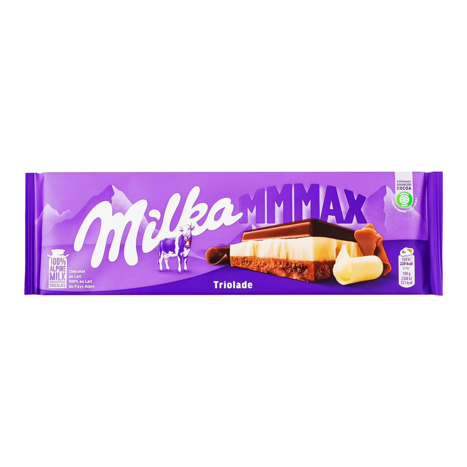 Шоколад Milka Mmmax Triolade тришаровий з молочним і білим шоколадом 280г Фото №:1