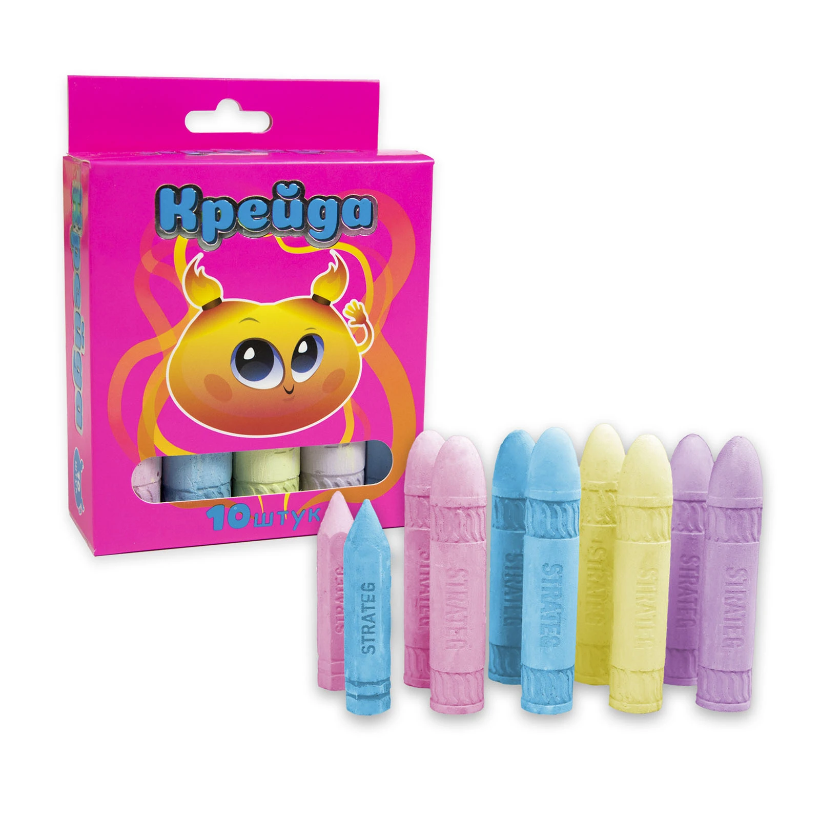 Крейда Strateg куля різнокольорова 50118 10шт Фото №:1