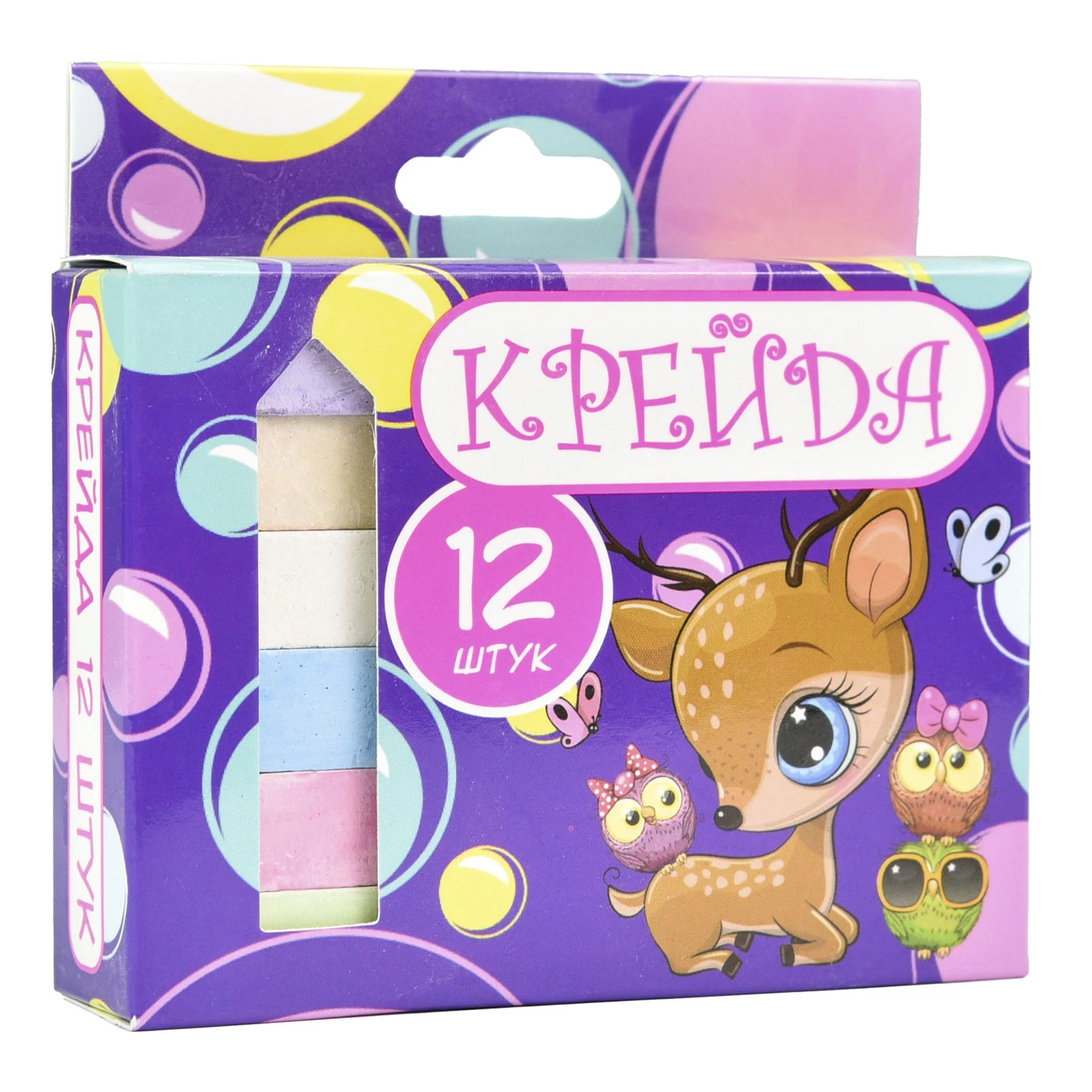 Крейда Strateg Квадрат шкільна різнокольорова 50114 12шт Фото №:1