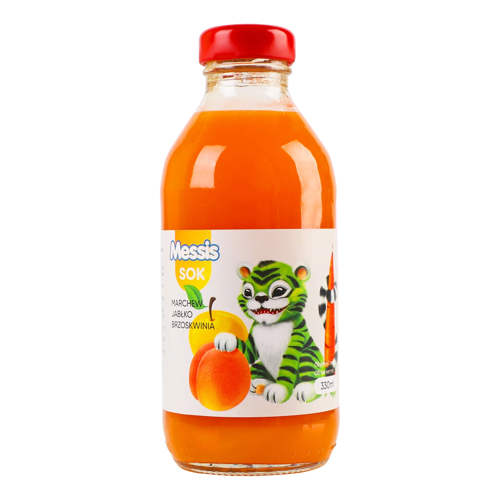 Сік Messis Тигреня з м'якоттю пастеризований Морква-яблуко-персик 330мл Фото №:1