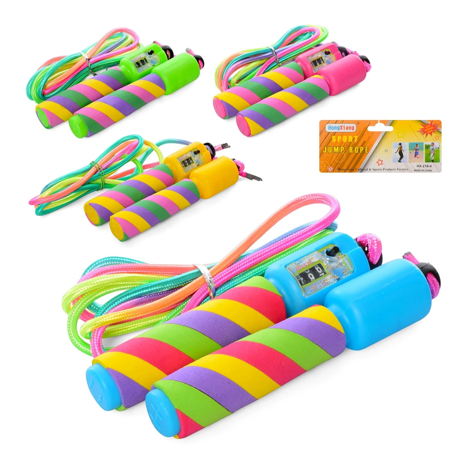 Скакалка MS 3317 мотузка 260см ручка фомова+пластик лічильник 4 кольори 14-24-4см кул. Фото №:1