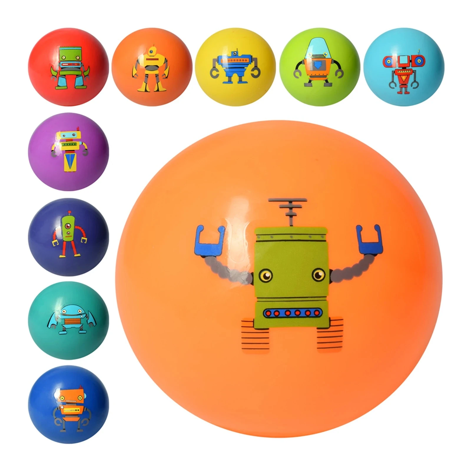 М`яч Rubber ball дитячий 5 дюймів одностікерний Робот MS 1910  10 видів Фото №:1