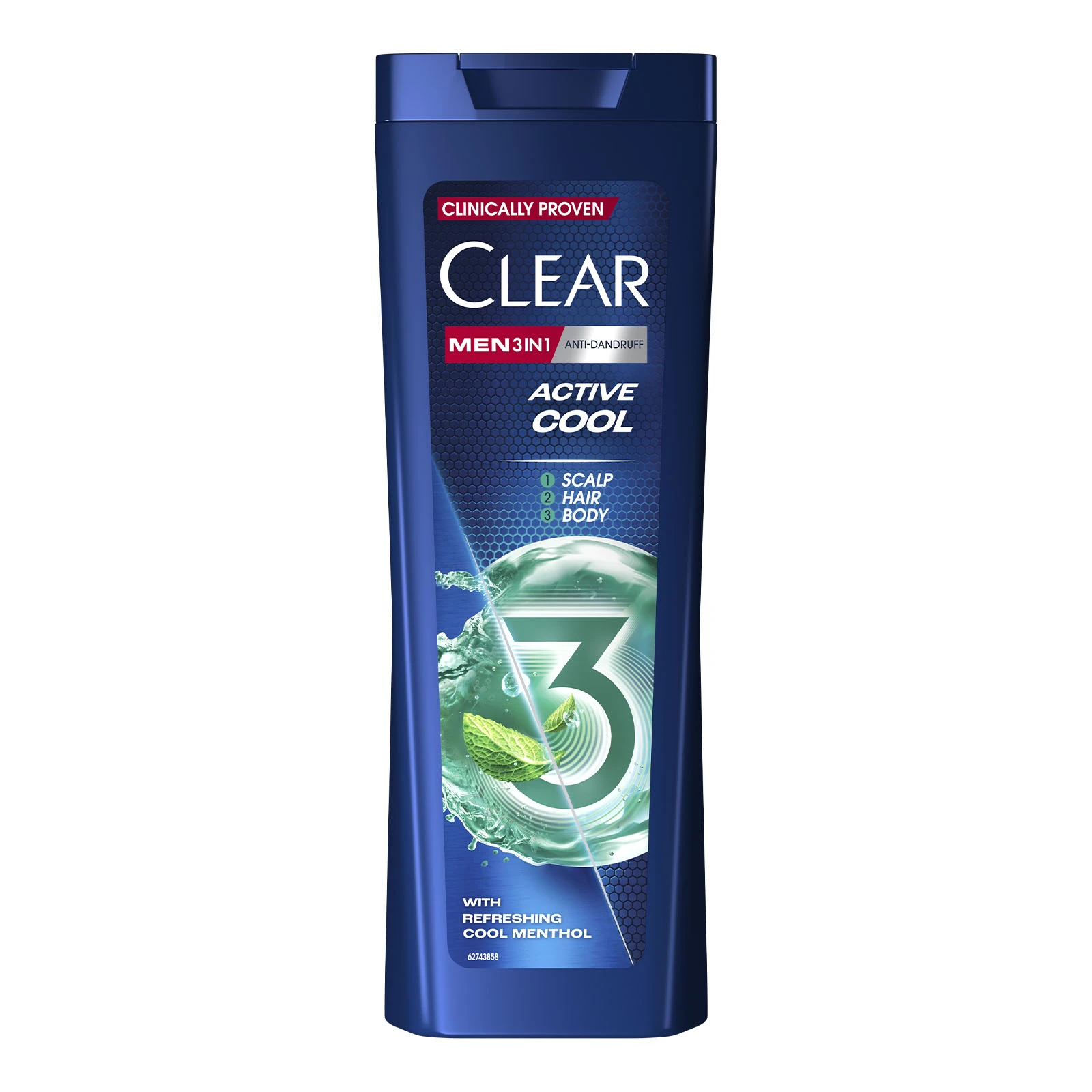 Шампунь Clear Men 3в1 Свіжість з крижаним ментолом 360мл Фото навігації №:1