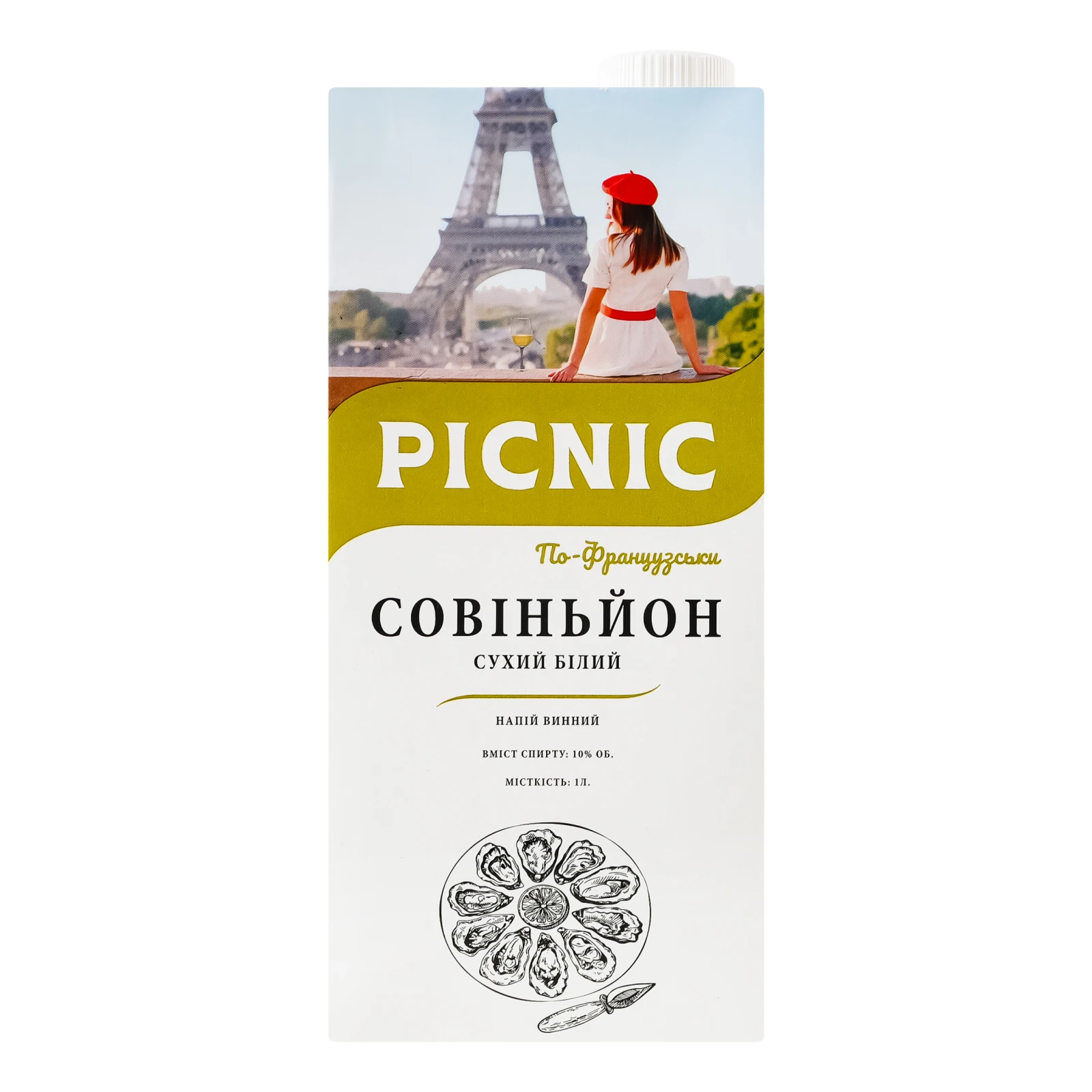 Напій винний Picnic 1л 10% Совіньйон по-Французьки білий сухий т/пак Фото №:1