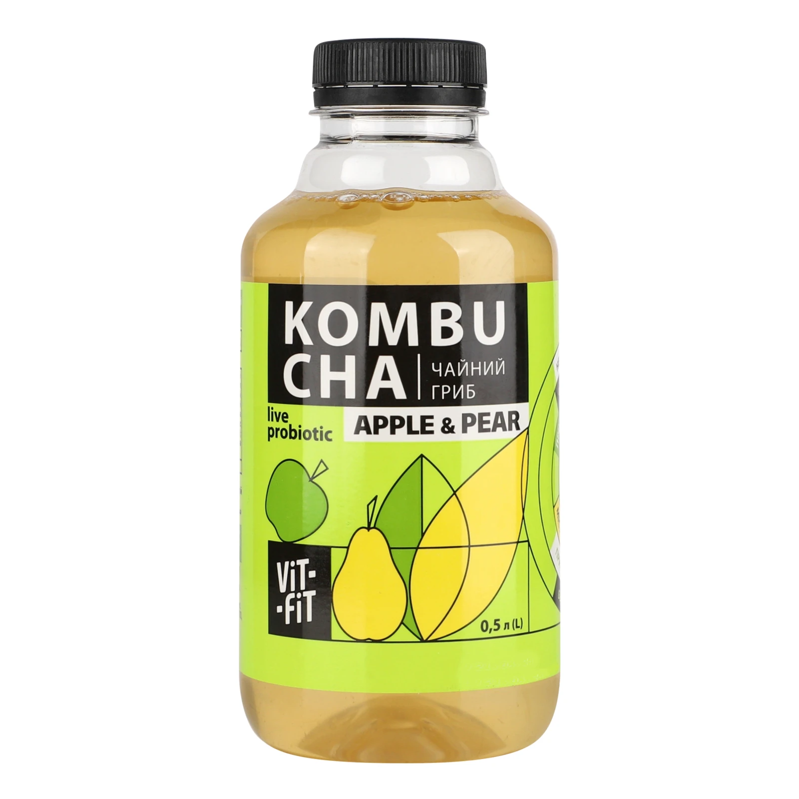 Напій Vit-Fit Kombucha Apple&Pear бродіння фільтрований непастеризований 0.5л Фото №:1