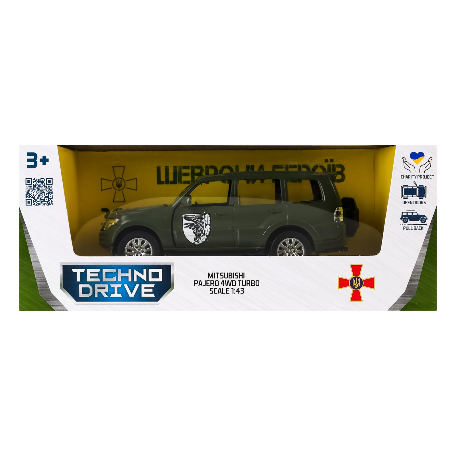 Автомодель TechnoDrive Шеврони Героїв Mitsubishi Pajero 4WD Turbo - 93 ОМБр №250283M для дітей від 3-х років 1шт Фото навігації №:1