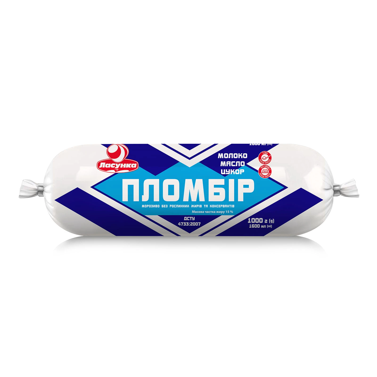 Морозиво Ласунка 1кг 100% пломбір ДСТУ 4733 п/е Фото №:1