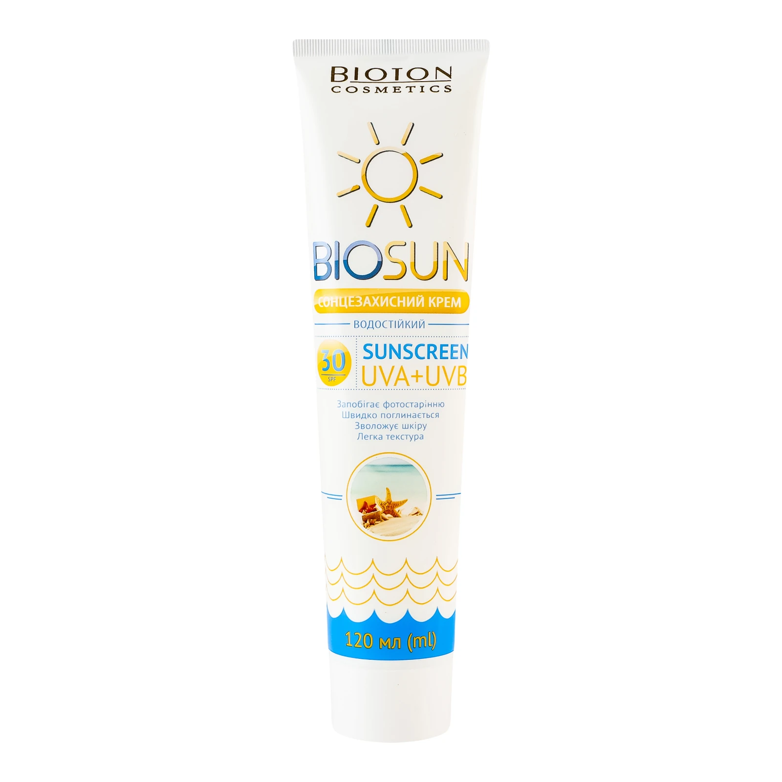 Крем Biosun сонцезахисний водостійкий SPF30 120мл Фото №:1