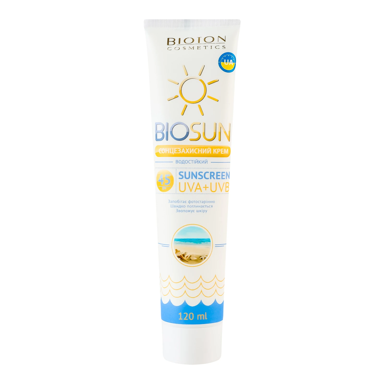 Крем Biosun сонцезахисний водостійкий SPF45 120мл Фото №:1