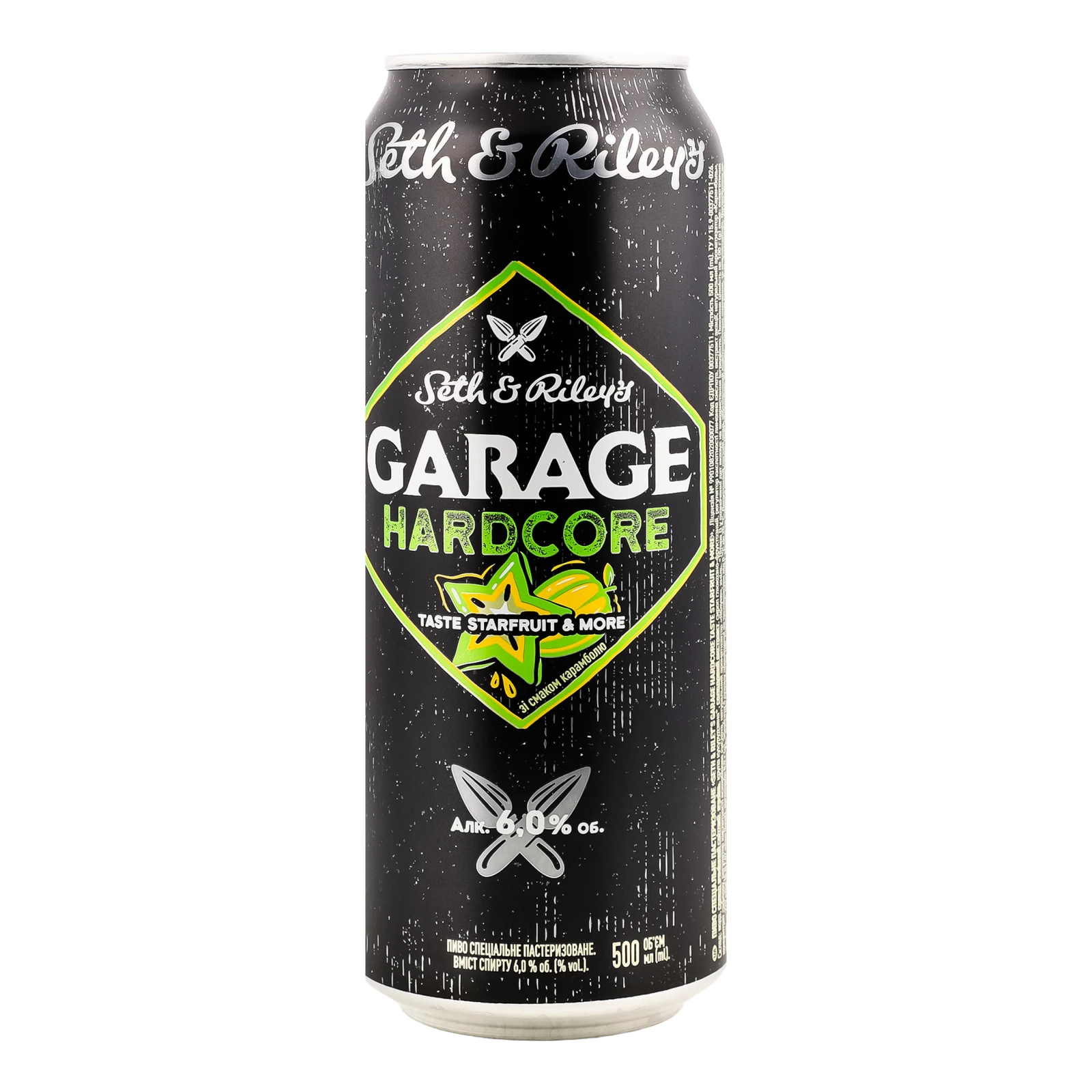 Пиво Seth&Riley's Garage Hardcore спеціальне пастеризоване Taste Starfruit&More зі смаком карамболю 6% 0.5л Фото №:2