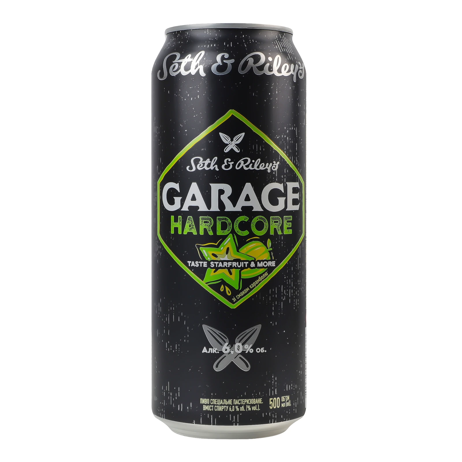 Пиво Seth&Riley's Garage Hardcore спеціальне пастеризоване Taste Starfruit&More зі смаком карамболю 6% 0.5л Фото №:1