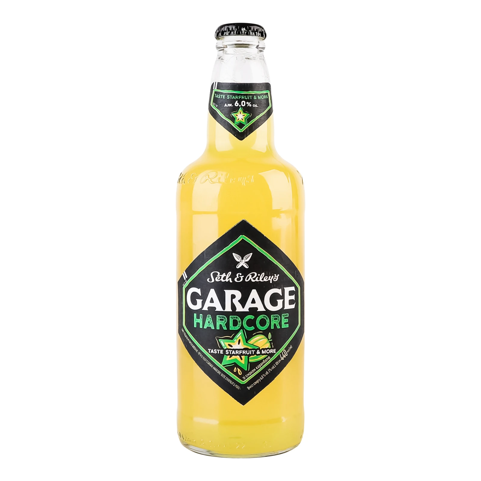 Пиво Seth&Riley's Garage Hardcore спеціальне пастеризоване Taste Starfruit&More зі смаком карамболю 6% 0.44л Фото №:1