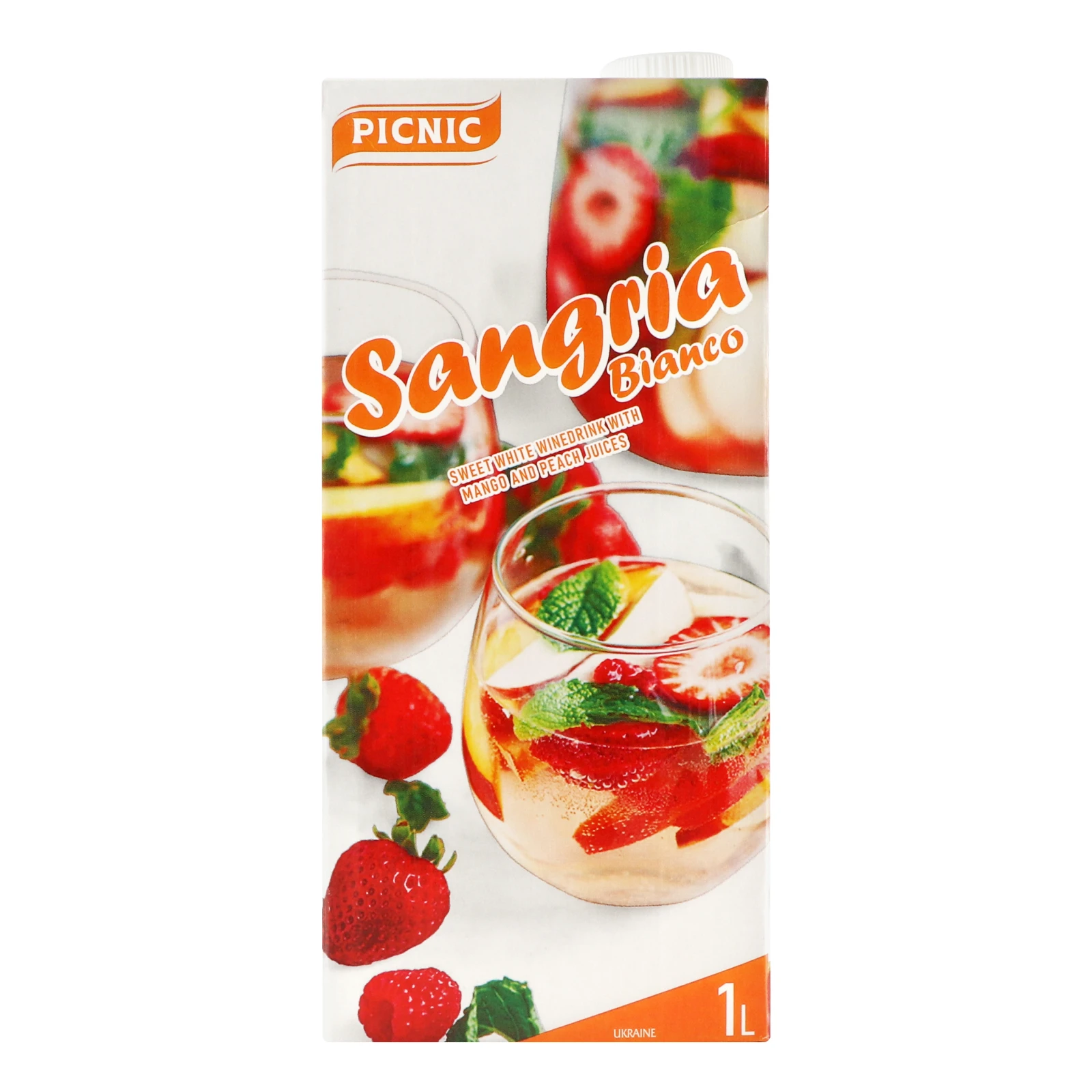 Напій винний Picnic Sangria Bianco білий солодкий з соком манго та персика 7% 1л Фото навігації №:1