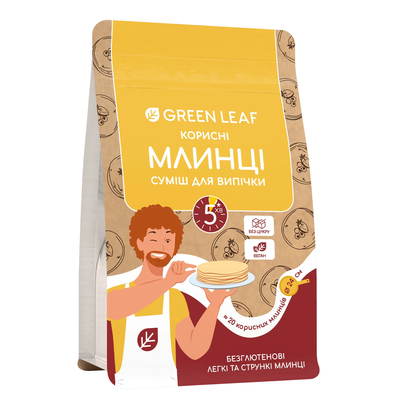 Суміш для випічки Green Leaf 300г корисні млинці Фото №:1