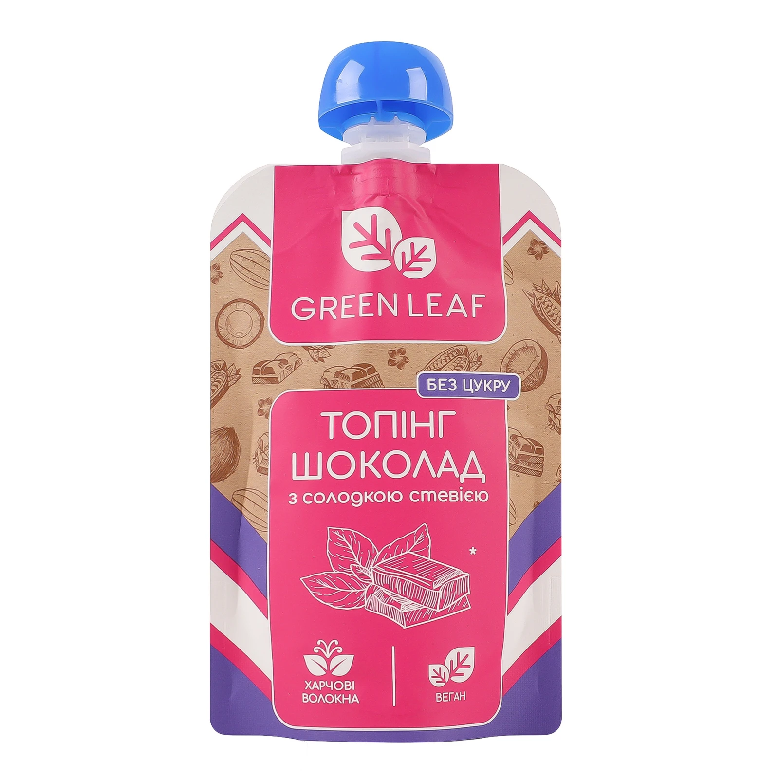 Топінг Green Leaf Шоколад з солодкою стевією 90г Фото навігації №:1