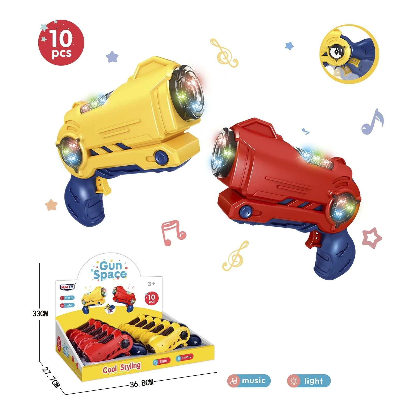 Пістолет XianKai KT318-10 бластер муз. світло бат. табл. 2 кольори 38-10-28,5 в диспл. Фото №:1