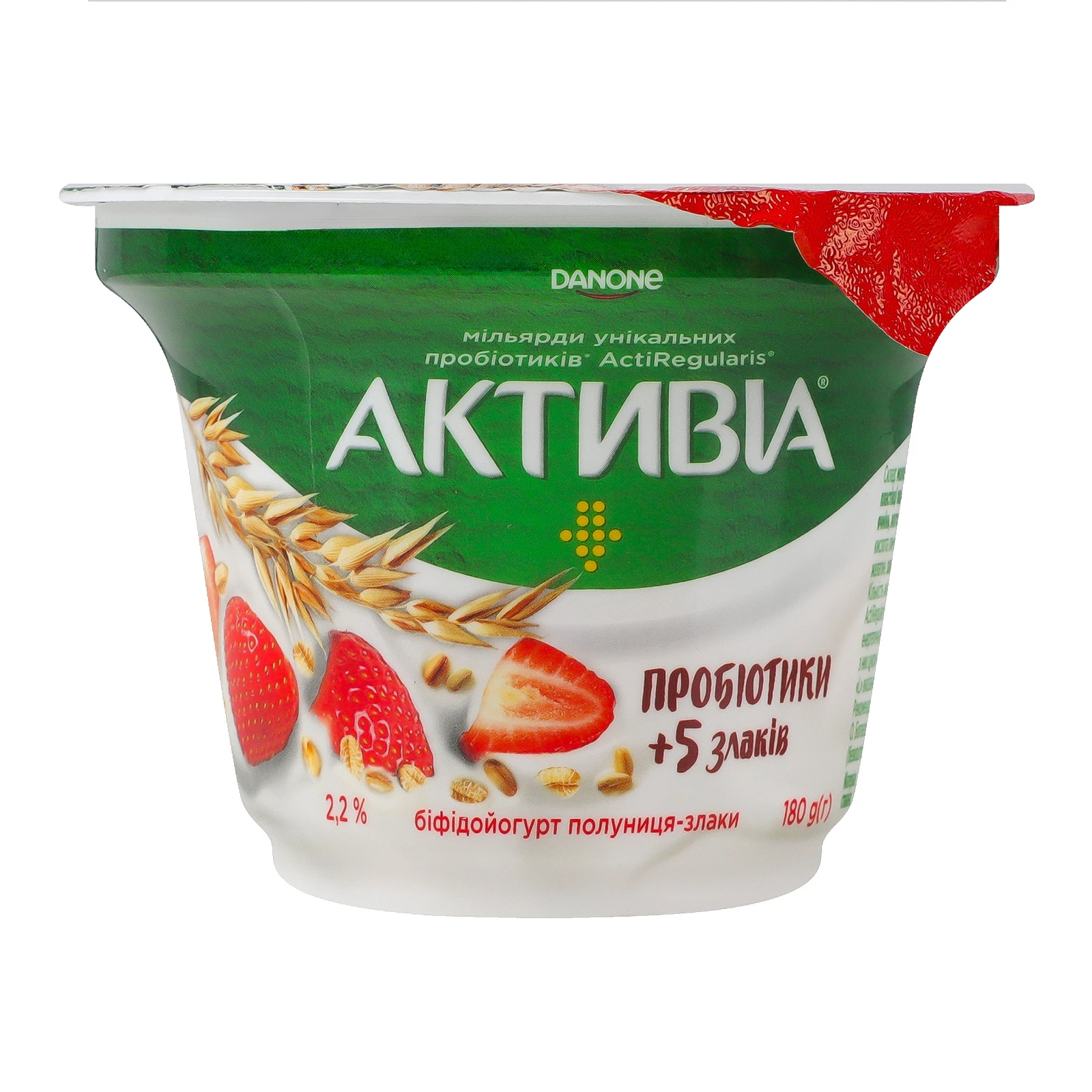 Біфідойогурт Активіа Полуниця-злаки 2.2% 180г Фото №:1