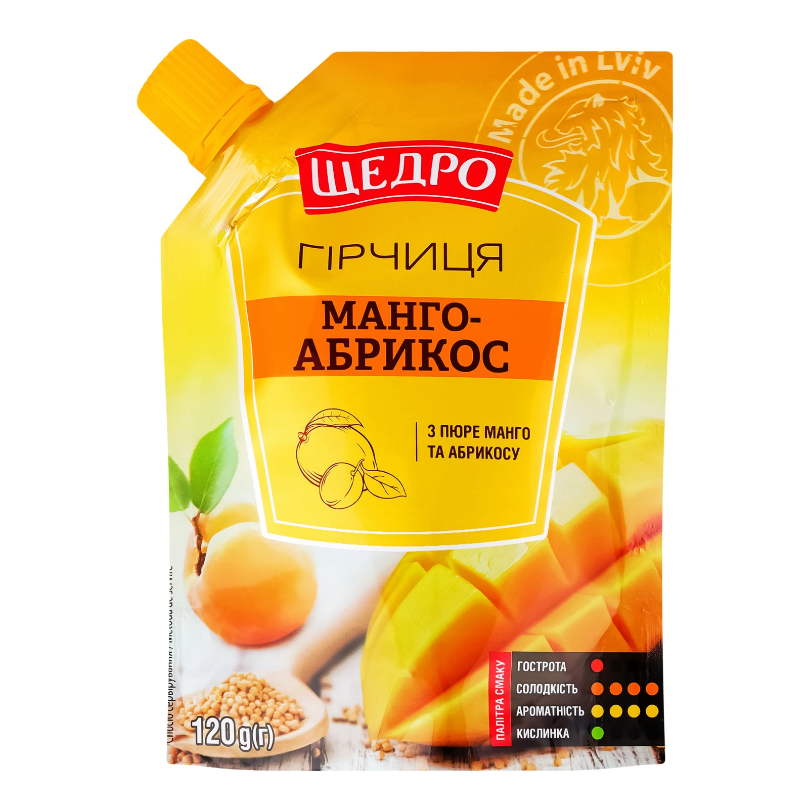 Гірчиця Щедро Манго-абрикос з пюре манго та абрикосу 120г Фото №:1