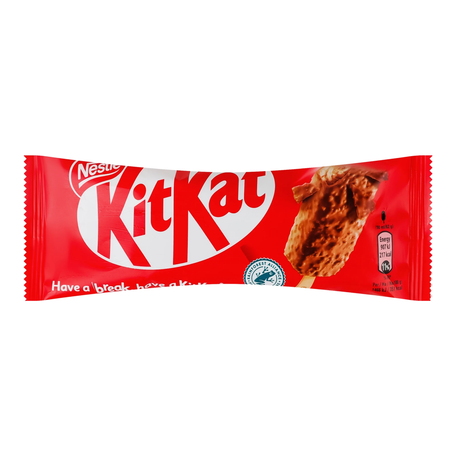 Морозиво Kit Kat шоколадно-вафельне в шоколадній молочній глазурі та шматочками вафель 11% 62г Фото №:1