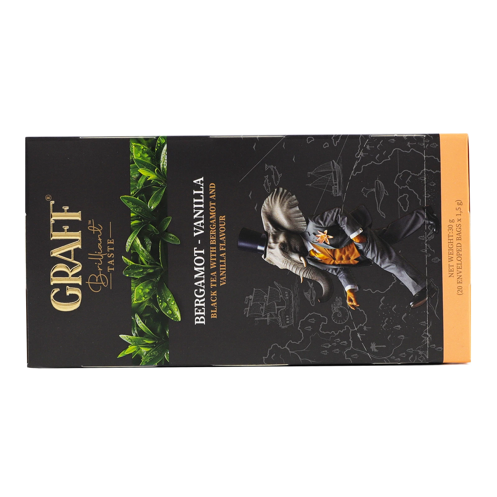 Чай Graff Бергамот-ваніль чорний байховий з ароматом бергамоту та ванілі 20х1.5г Фото №:2