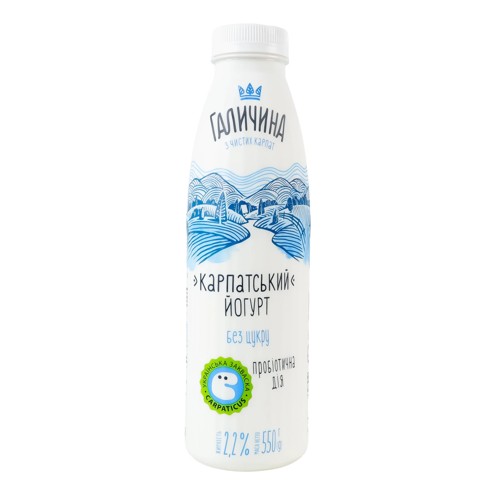 Йогурт Галичина Карпатський без цукру 2.2% 550г Фото №:1