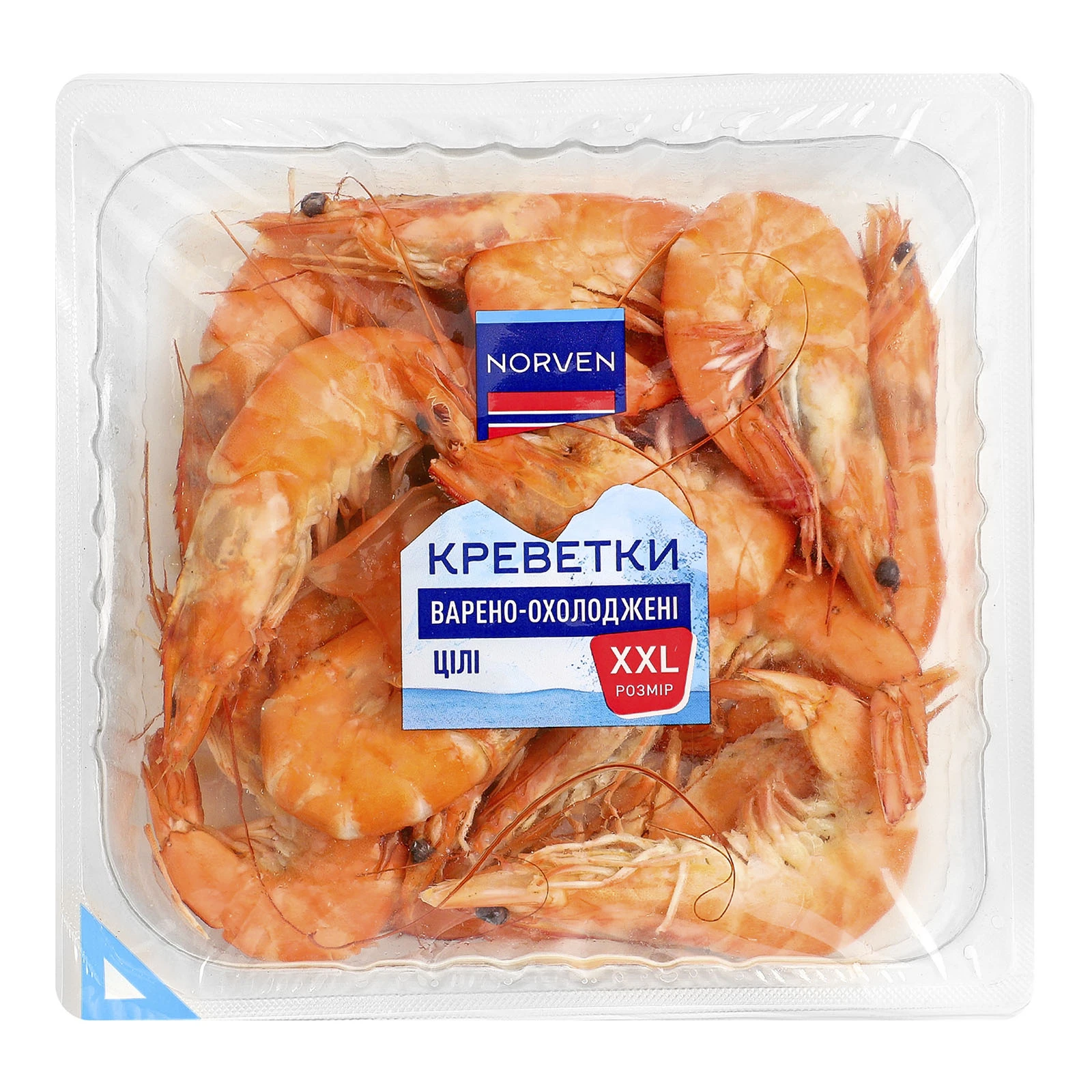 Креветки Norven варено-охолоджені цілі XXL 20/40 330г Фото №:1