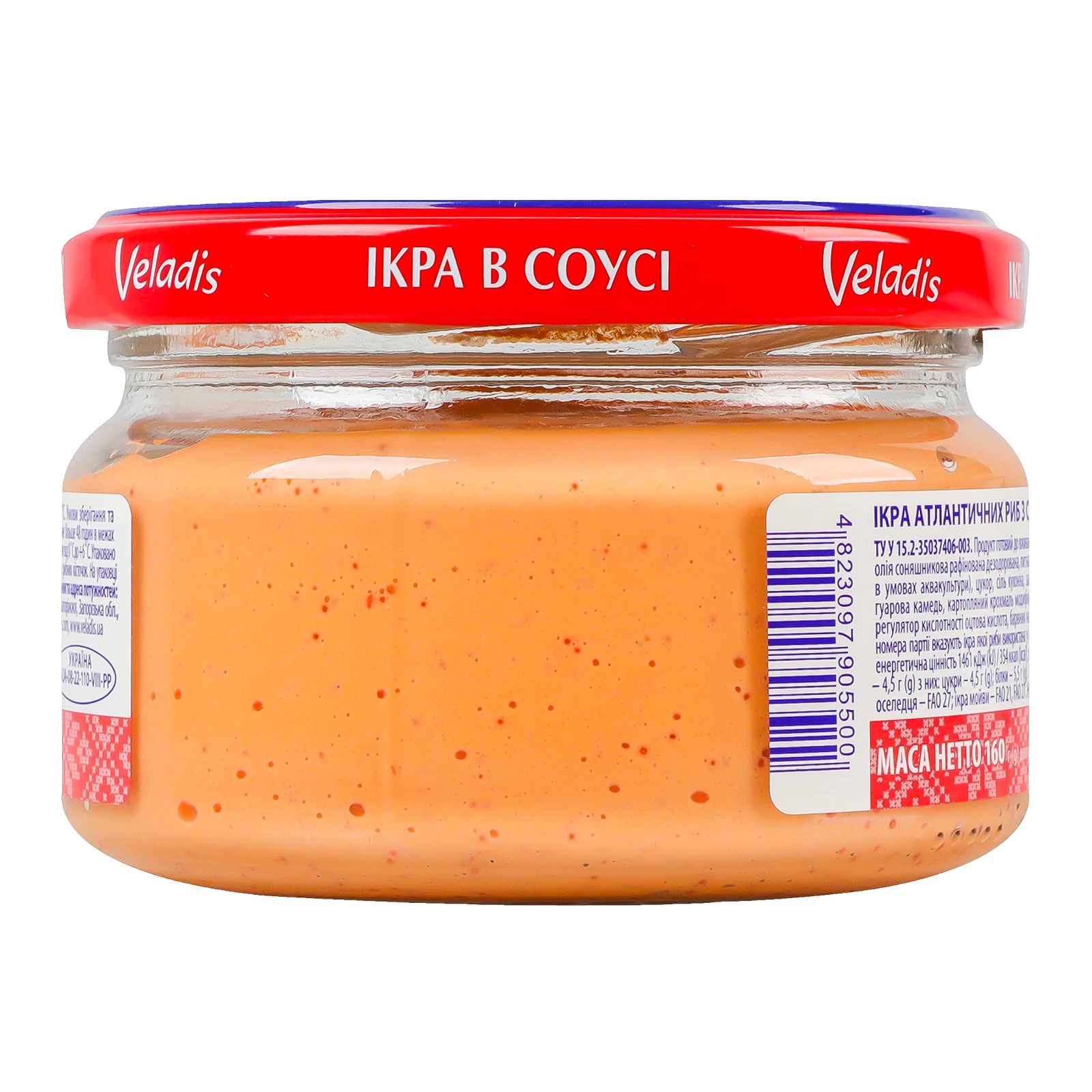Ікра атлантичних риб Veladis із сьомгою копченою в соусі 160г Фото №:2