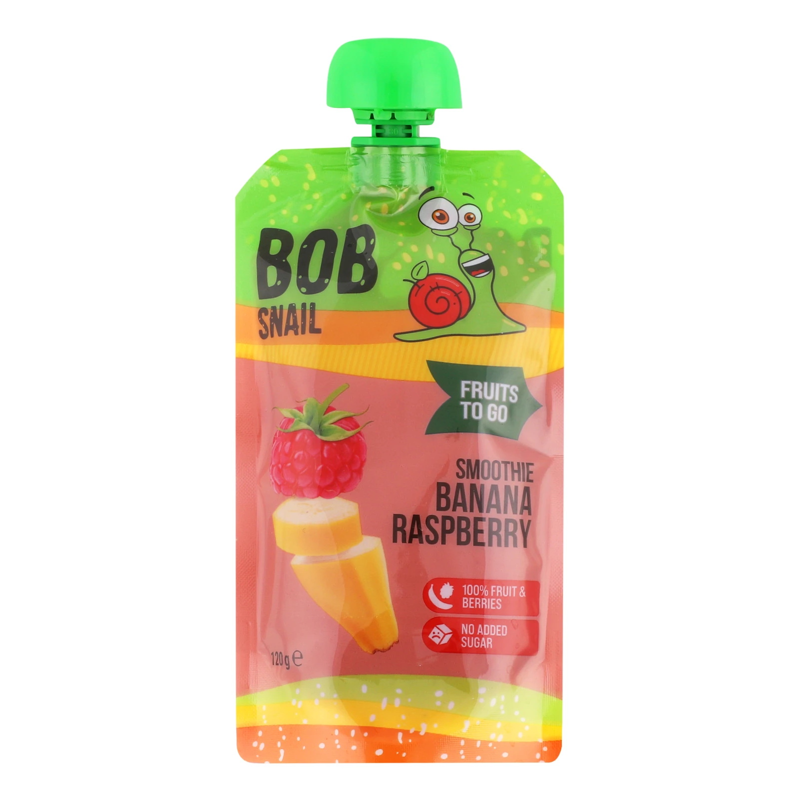 Пюре Bob Snail Смузі фруктово-ягідне пастеризоване Банан-малина 120г Фото №:1