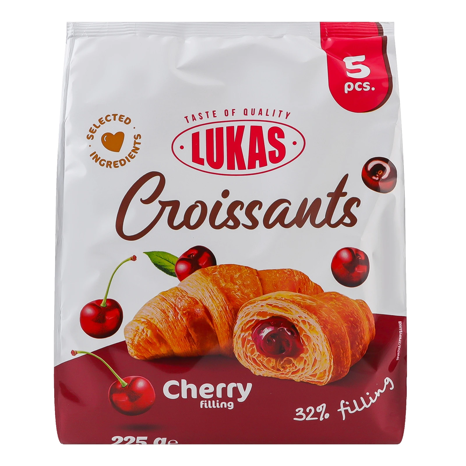 Круасани Lukas з вишневим наповнювачем 5*45г Фото навігації №:1