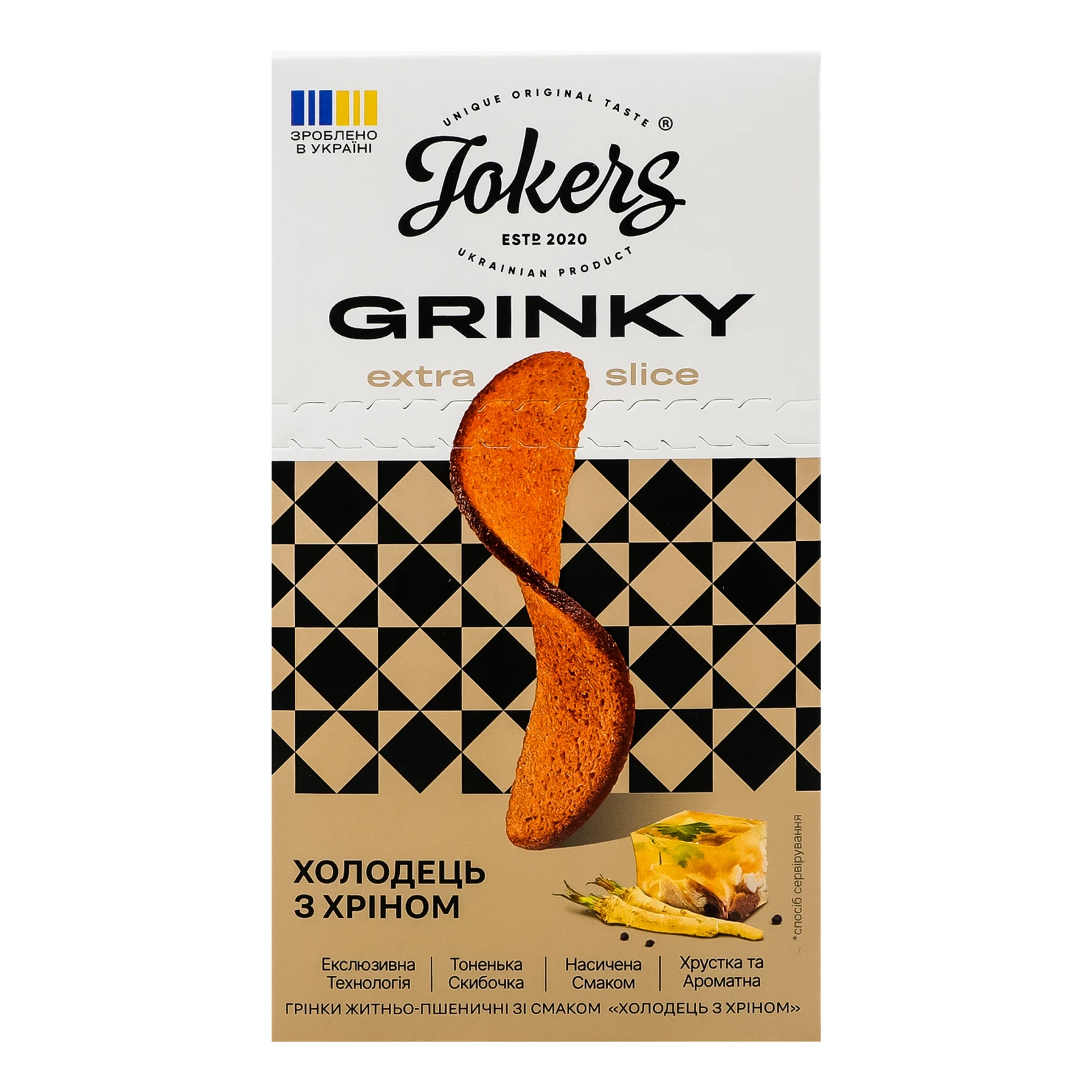 Грінки Jokers Extra Slice Холодець з хріном житньо-пшеничні 90г Фото №:1