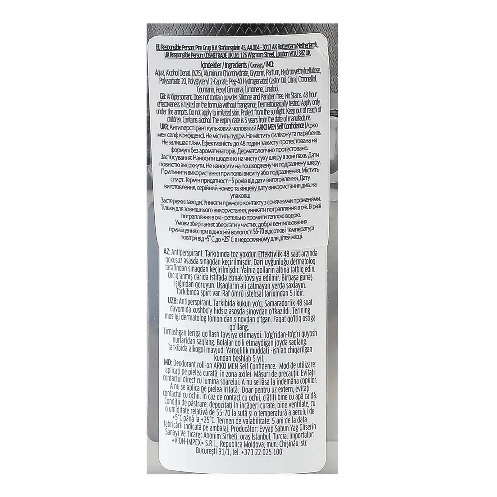 Антиперспірант Arko 50мл Men Dark Smells Self Confidence ролік Фото №:3
