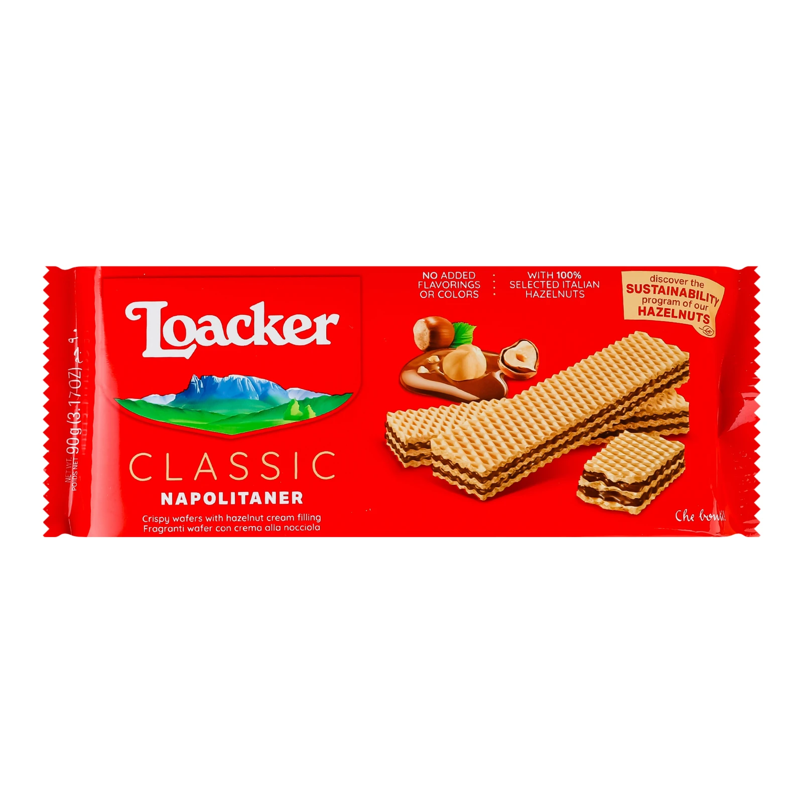 Вафлі Loacker Classic Napolitaner з горіховою начинкою 90г Фото №:1