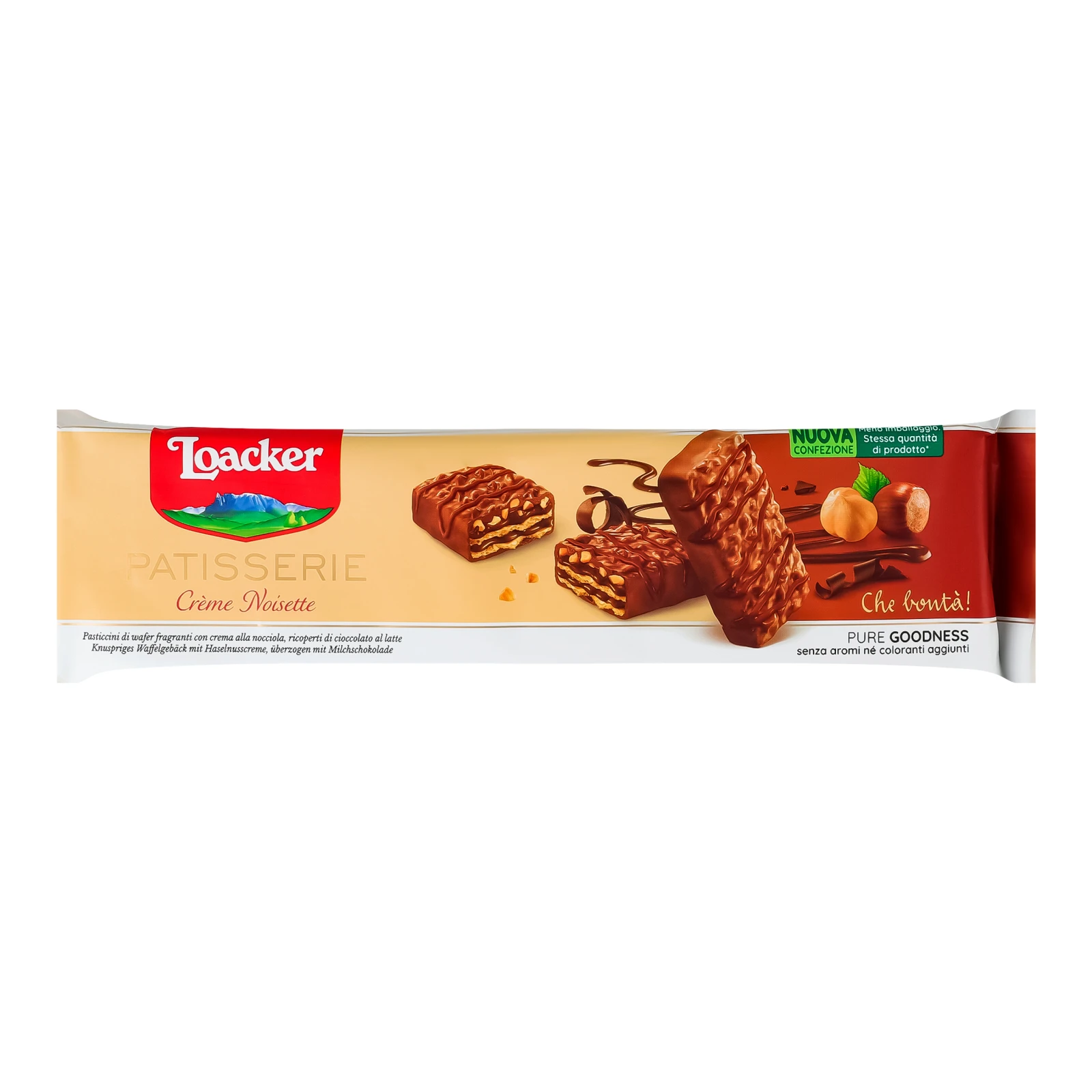 Печиво Loacker Patisserie вафельне фундук та молочний шоколад 100г Фото навігації №:1