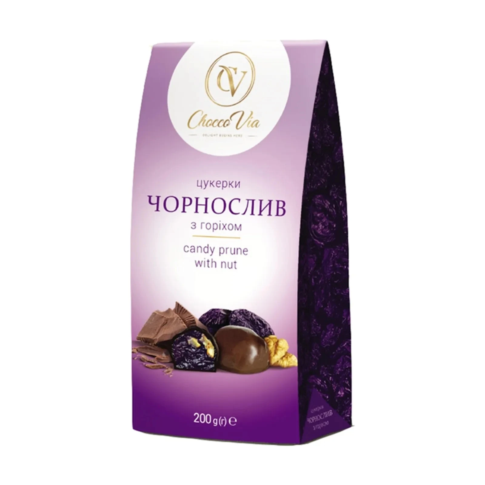 Цукерки Chocco Via 200г чорнослив з горіхом в глазурі Фото №:1