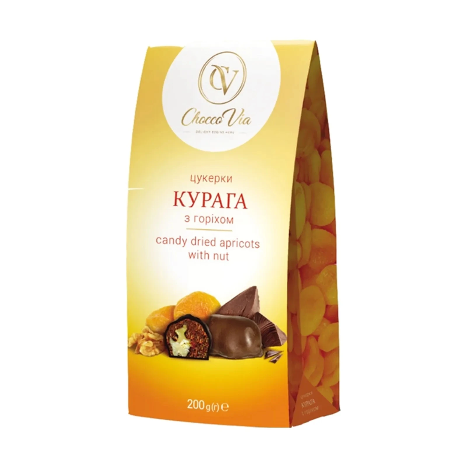 Цукерки Chocco Via 200г курага з горіхом в глазурі Фото №:1