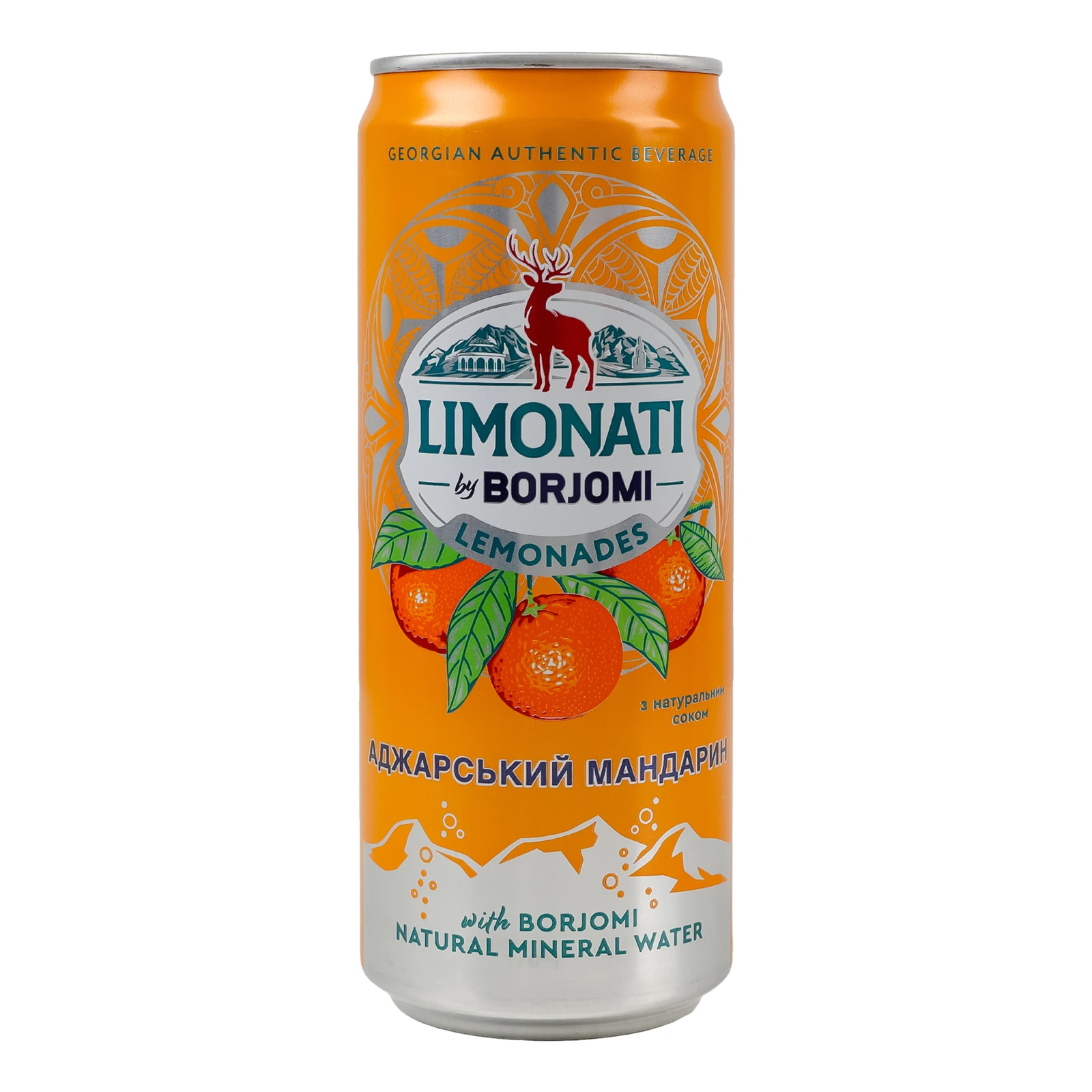 Напій безалкогольний Borjomi Limonati Аджарський мандарин сильногазований соковий пастеризований 330мл Фото №:1
