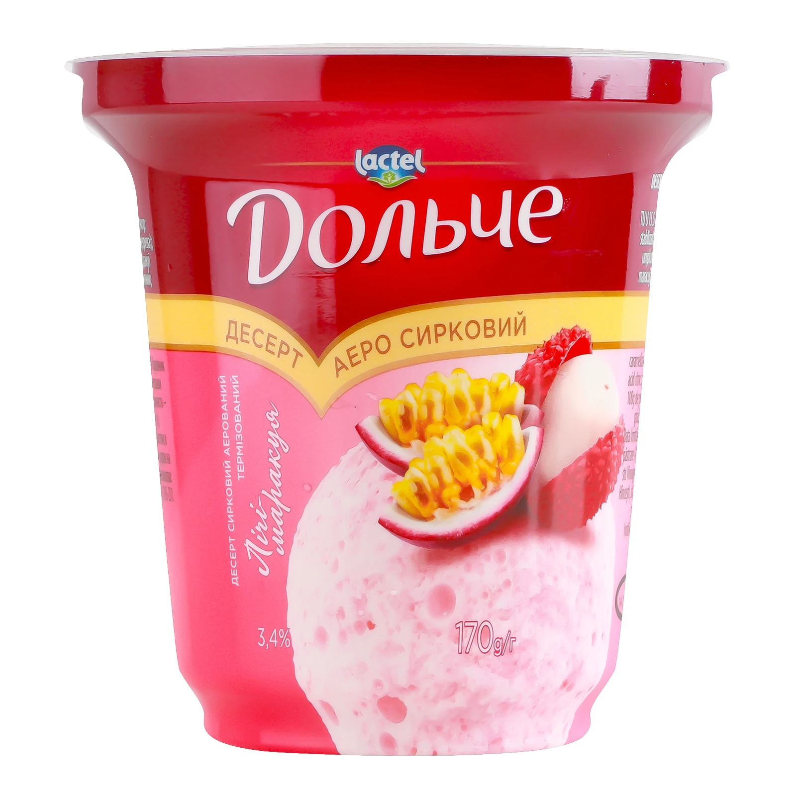 Десерт Дольче Лічі-маракуя сирковий аерований 3.4% 170г Фото №:1