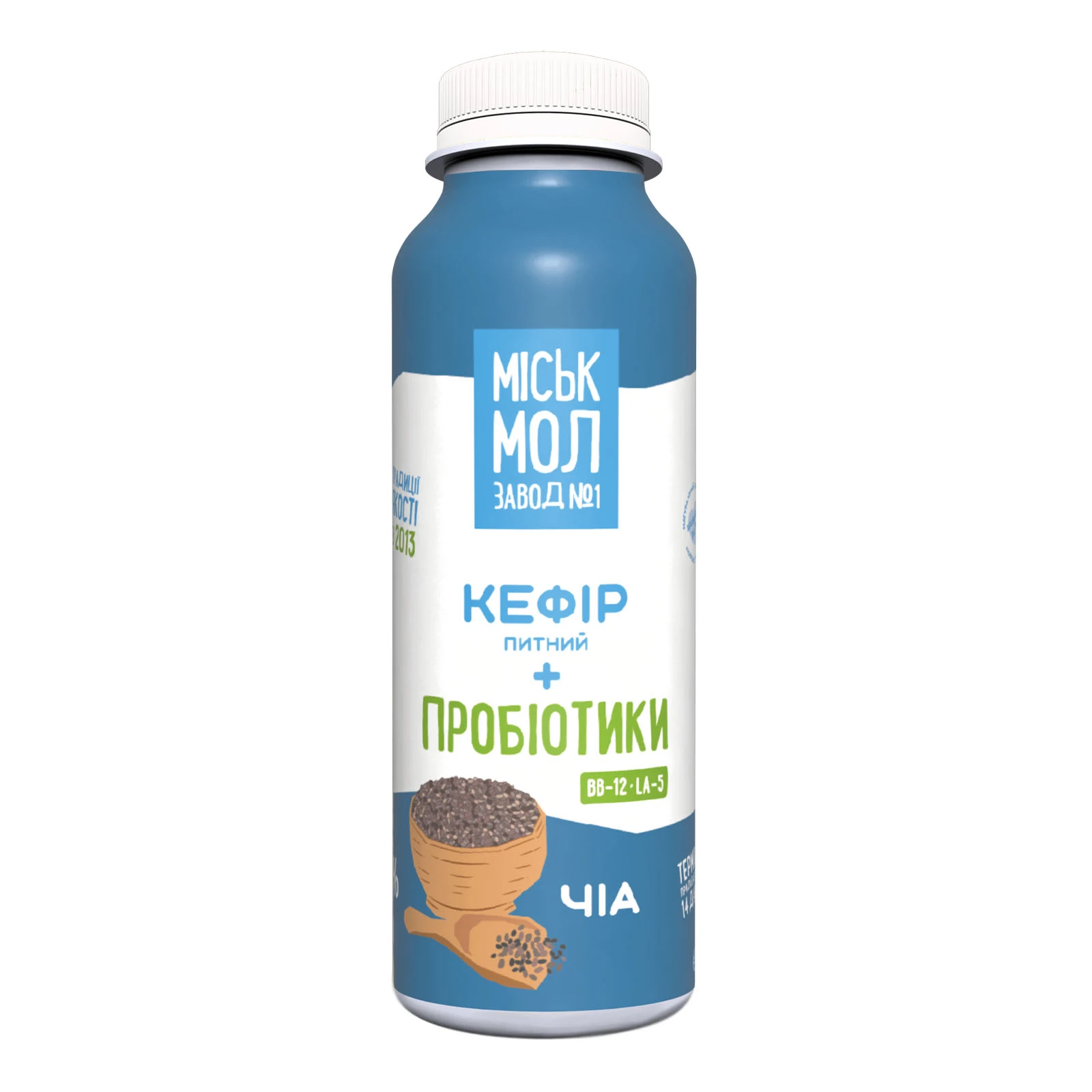 Кефір Міськмолзавод №1 питний + пробіотики Чіа 1.5% 330г Фото навігації №:1