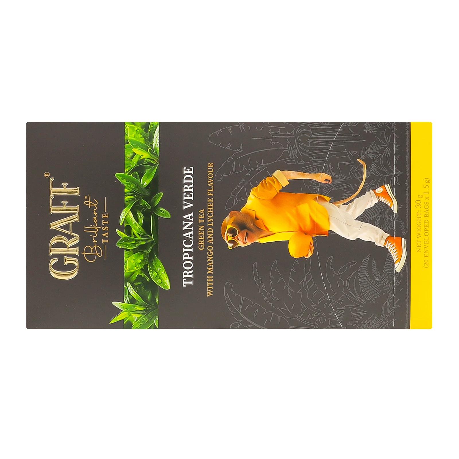 Чай Graff Tropikana verde зелений байховий з ароматом манго та лічі 20х1.5г Фото №:2