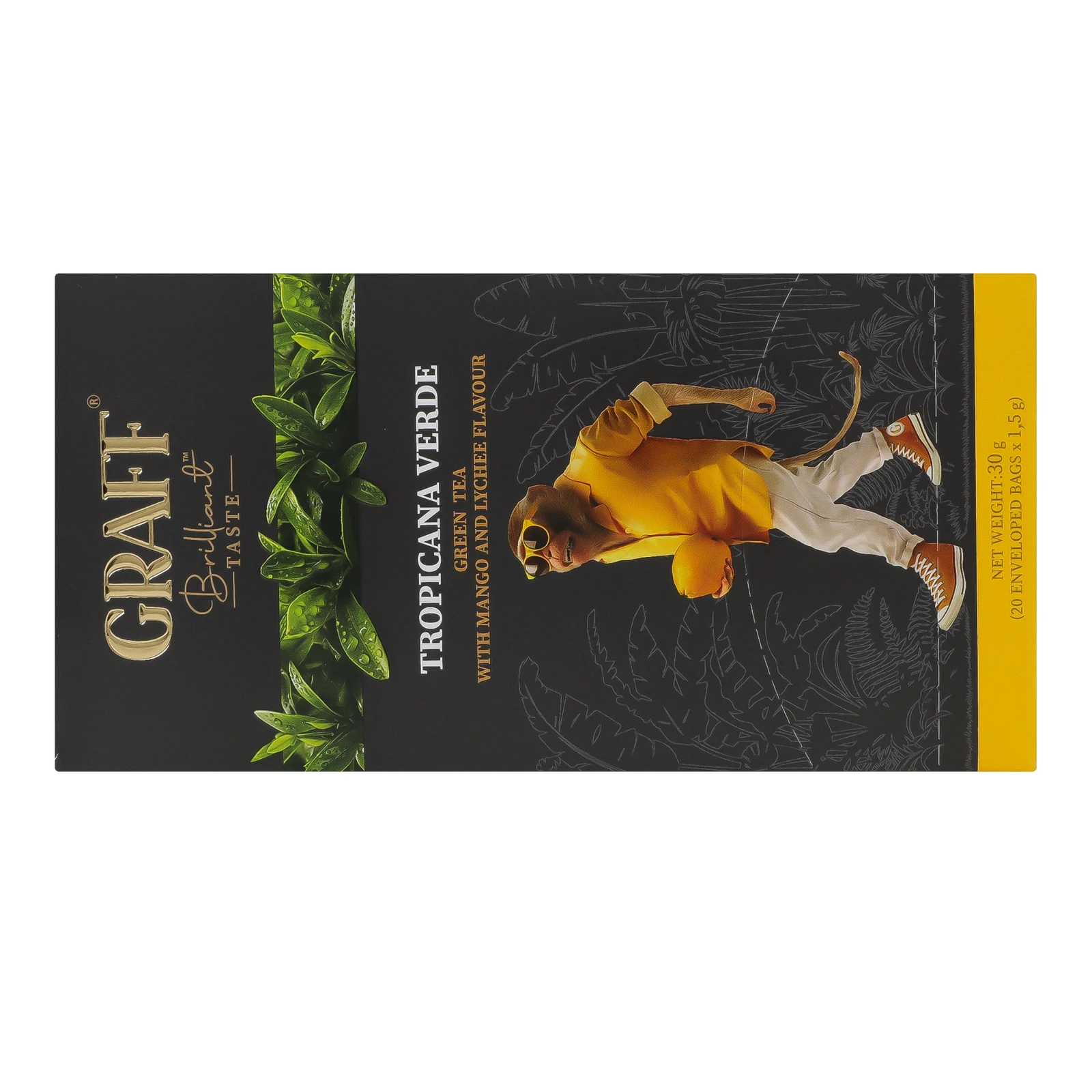 Чай Graff Tropikana verde зелений байховий з ароматом манго та лічі 20х1.5г Фото №:2