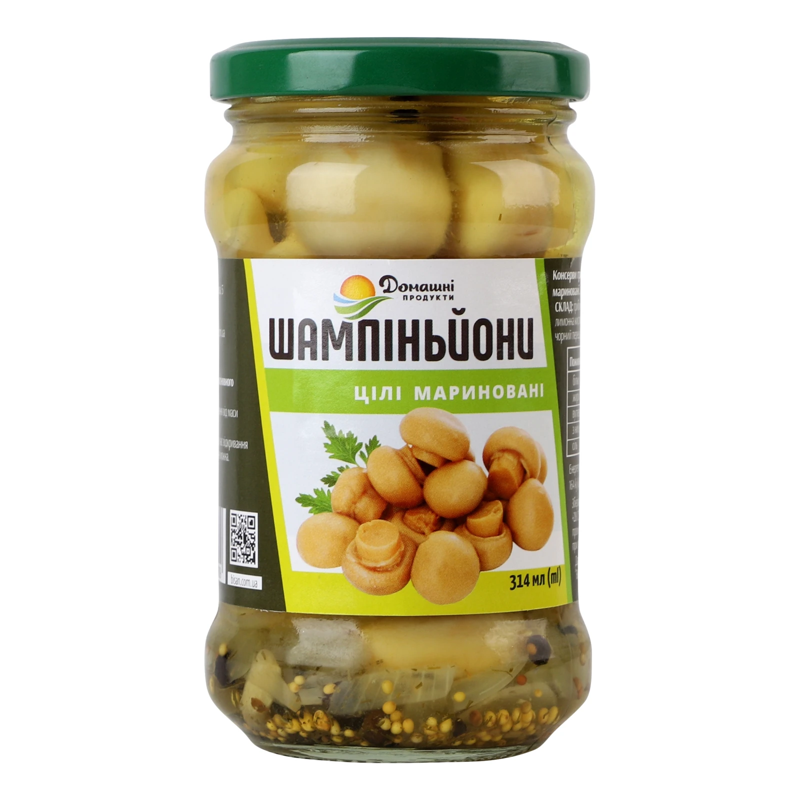 Шампіньйони Домашні продукти цілі мариновані 280г Фото №:1