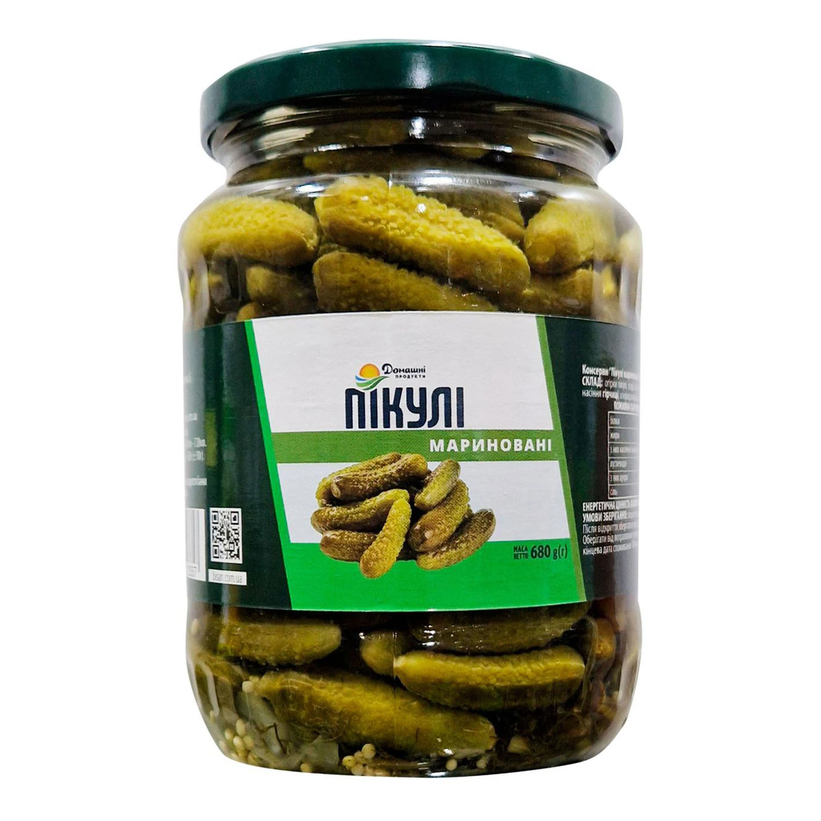 Огірки Домашні продукти пікулі мариновані 1.5-4см 680г Фото №:1
