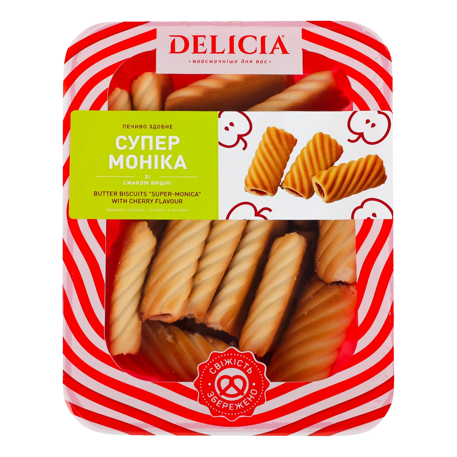 Печиво Delicia здобне Супер-Моніка зі смаком вишні 400г Фото №:1