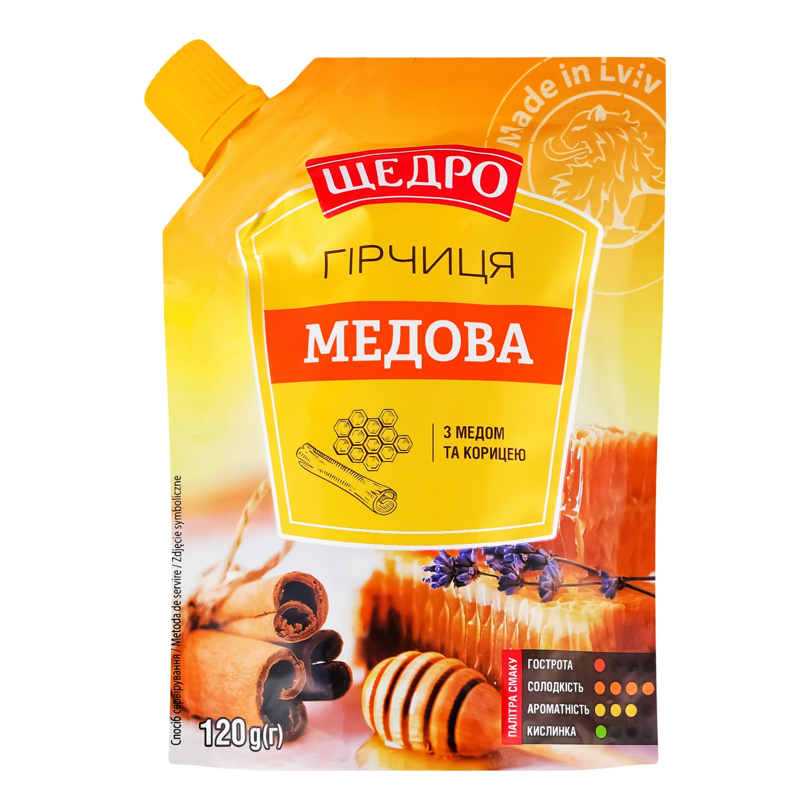 Гірчиця Щедро Медова з медом та корицею 120г