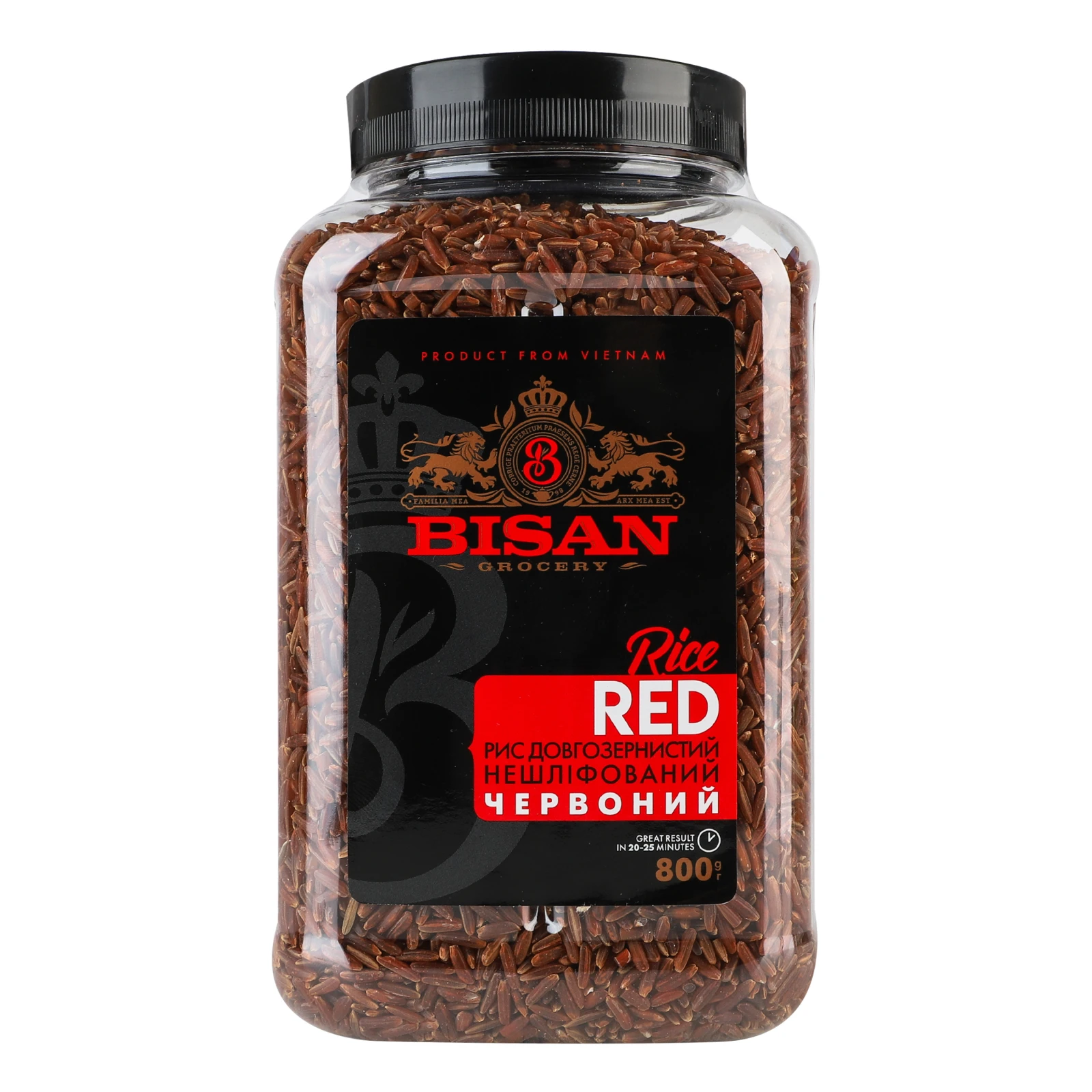 Крупа Bisan 800г рис червоний довгозернистий нешліфований пл/б Фото навігації №:1