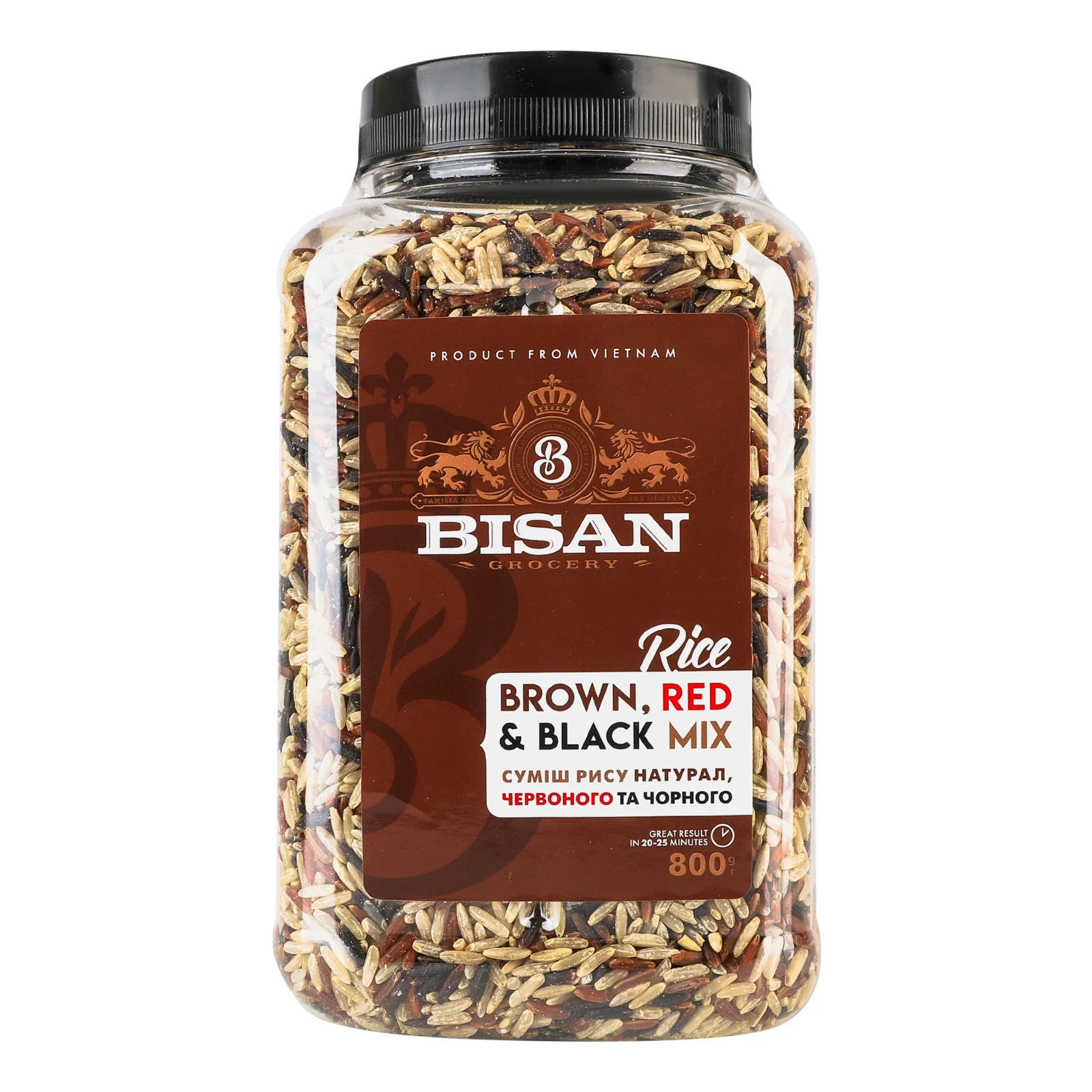 Крупа Bisan 800г суміш рису brown-red-black пл/б Фото навігації №:1