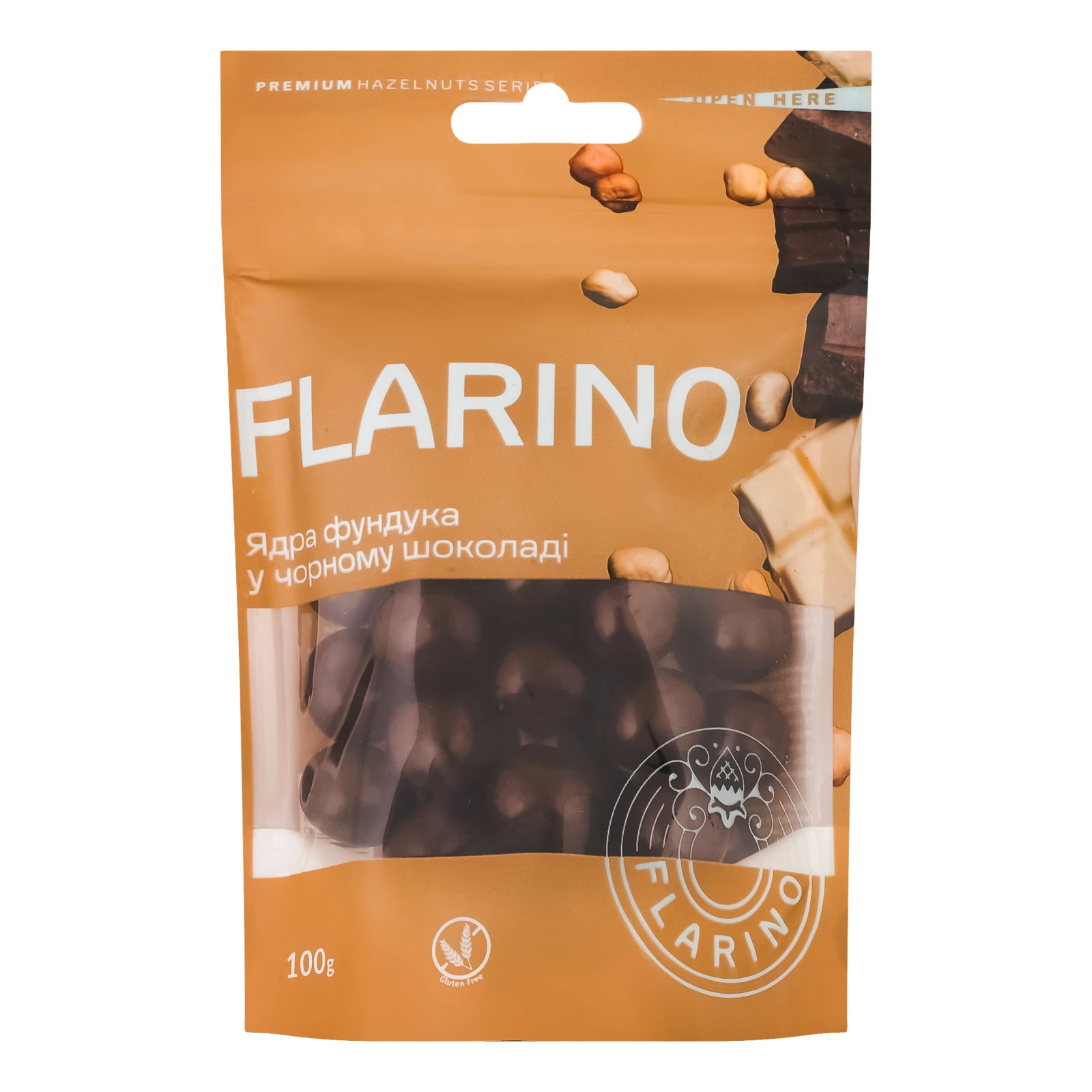 Ядра фундука Flarino у чорному шоколаді 100г Фото №:1