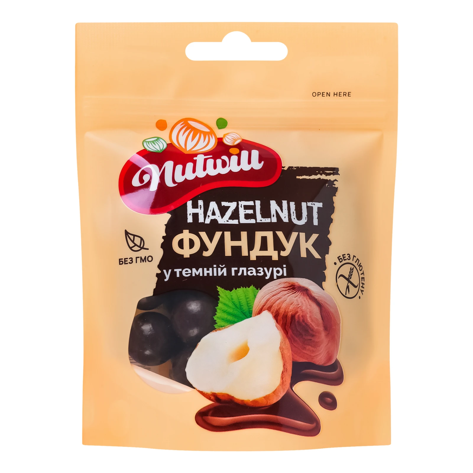 Горіх Nutwill 100г фундук у темний глазурі Фото навігації №:1